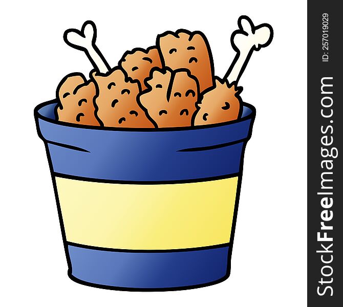 Gradient Cartoon Doodle Bucket Of Fried Chicken