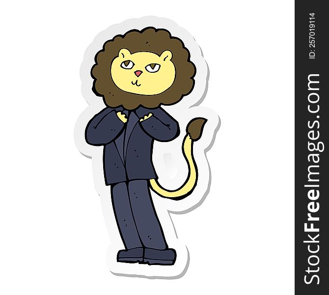 sticker of a cartoon lion businessman