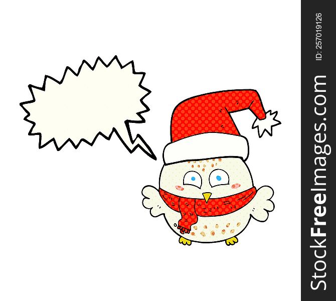 Comic Book Speech Bubble Cartoon Cute Christmas Owl