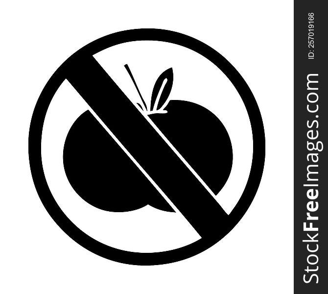 flat symbol of a no fruit allowed sign