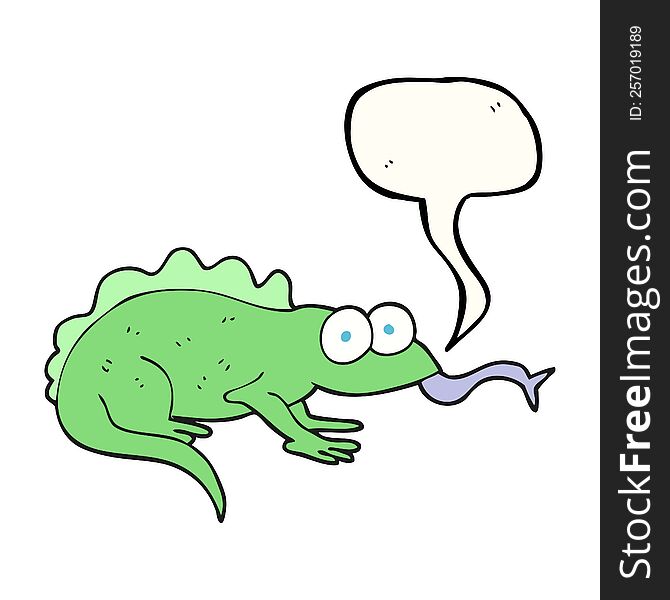 freehand drawn speech bubble cartoon lizard