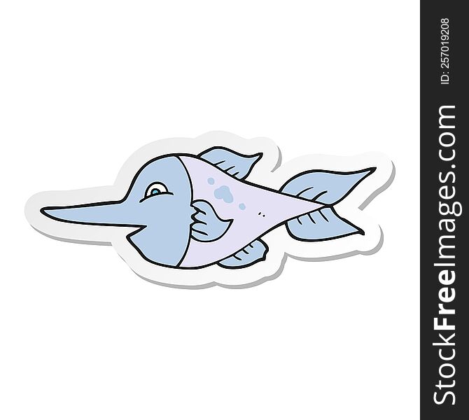 sticker of a cartoon swordfish