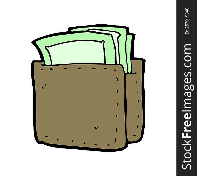 Cartoon Wallet Full Of Cash