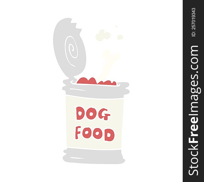 flat color illustration of a cartoon dog food