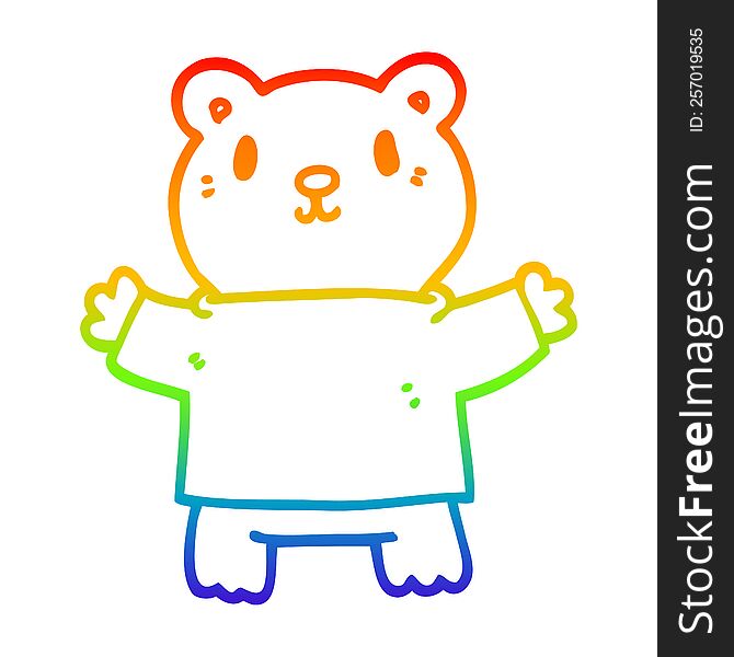 rainbow gradient line drawing cartoon teddy bear