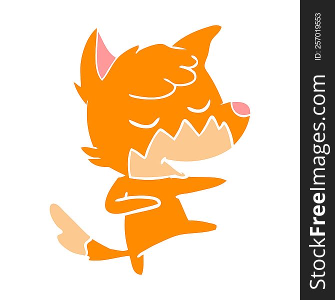 Friendly Flat Color Style Cartoon Fox Dancing