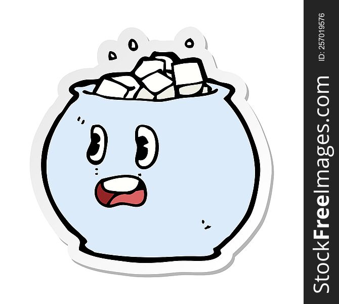 sticker of a cartoon bowl of sugar