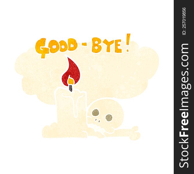 freehand retro cartoon goodbye sign