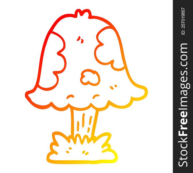 Warm Gradient Line Drawing Cartoon Mushroom