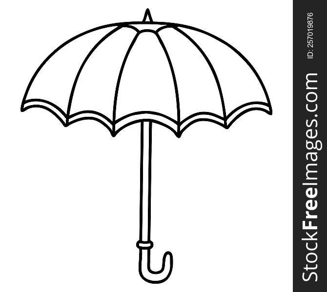 Black Line Tattoo Of An Umbrella