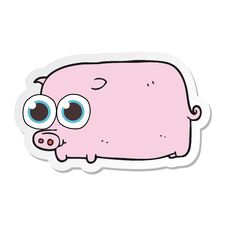 Sticker Of A Cartoon Piglet With Big Pretty Eyes Stock Photo
