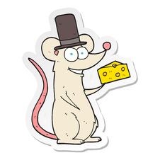 Sticker Of A Cartoon Mouse With Cheese Royalty Free Stock Image