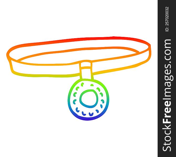 rainbow gradient line drawing of a cartoon dog collar