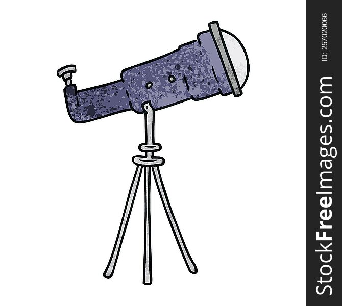 hand drawn textured cartoon doodle of a large telescope