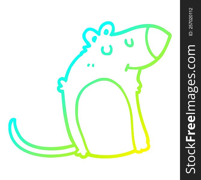 cold gradient line drawing of a cartoon fat rat