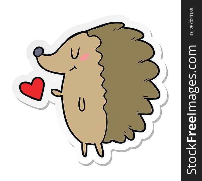 sticker of a cute cartoon hedgehog