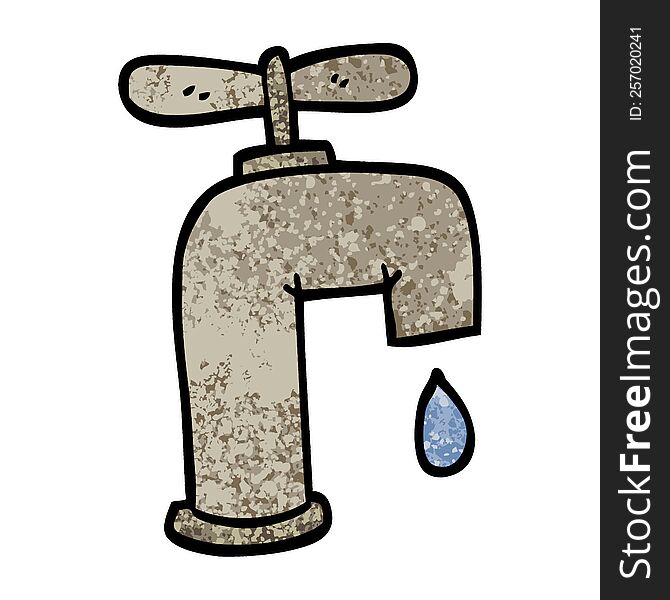 Grunge Textured Illustration Cartoon Dripping Faucet