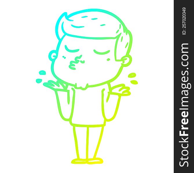 cold gradient line drawing of a cartoon model guy pouting
