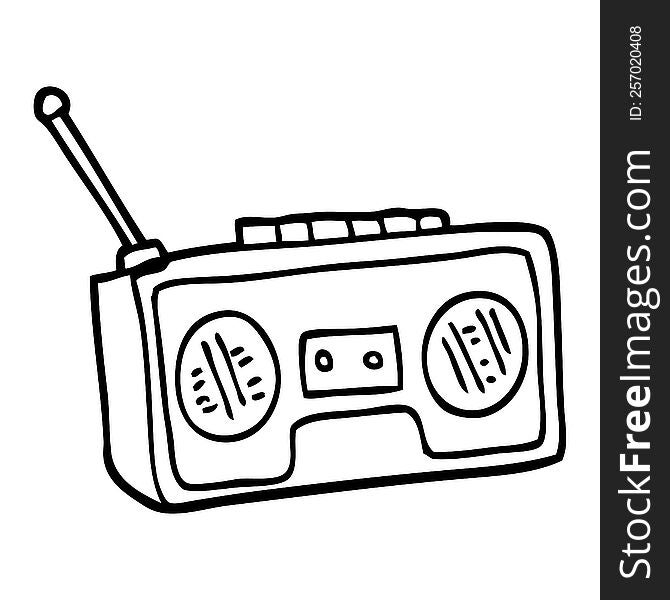 black and white cartoon radio player