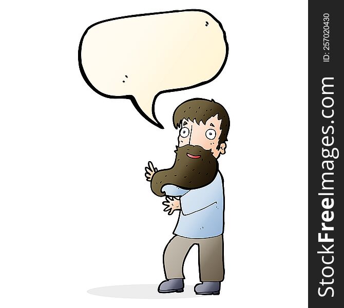 Cartoon Excited Bearded Man With Speech Bubble