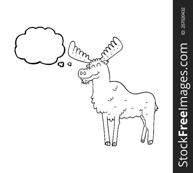 freehand drawn thought bubble cartoon moose