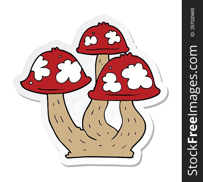 sticker of a cartoon mushrooms