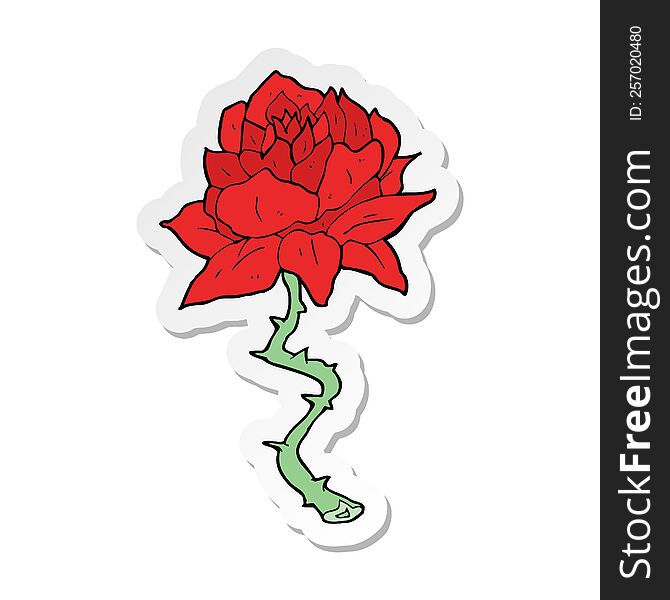 sticker of a cartoon tattoo rose