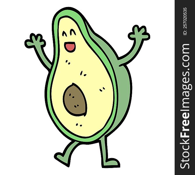 cartoon doodle dancing avocado