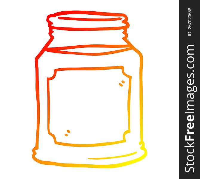 Warm Gradient Line Drawing Cartoon Candle In Jar