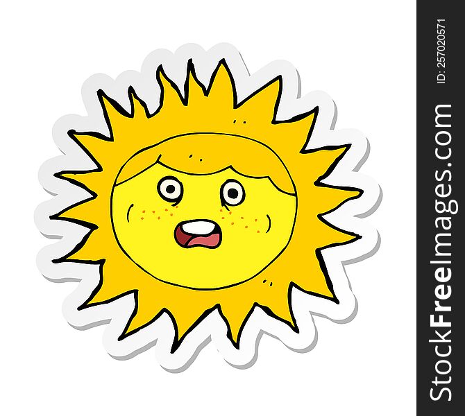 Sticker Of A Sun Cartoon Character