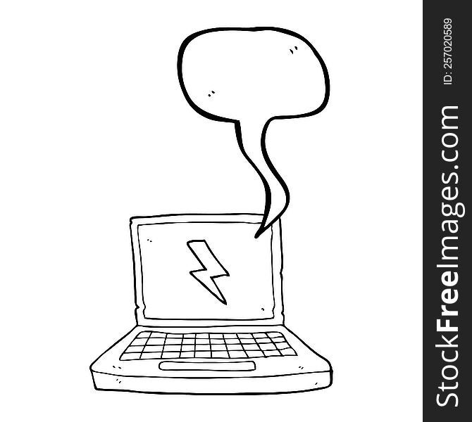 Speech Bubble Cartoon Laptop Computer