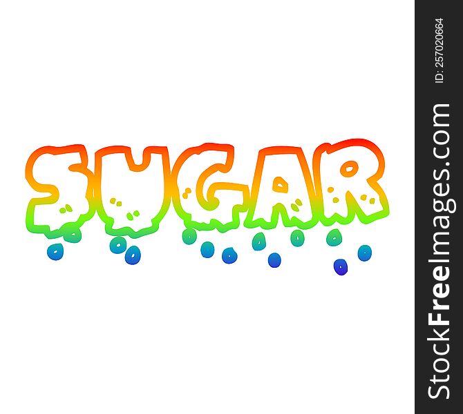 Rainbow Gradient Line Drawing Cartoon Word Sugar