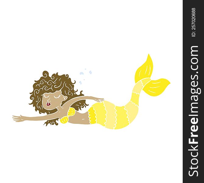 Flat Color Style Cartoon Mermaid