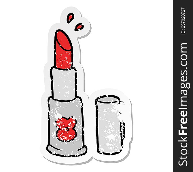 distressed sticker of a cartoon lipstick