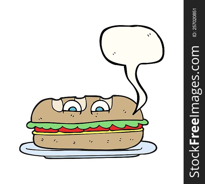 speech bubble cartoon sub sandwich