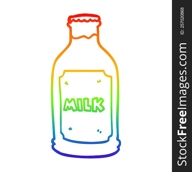 Rainbow Gradient Line Drawing Cartoon Milk Bottle