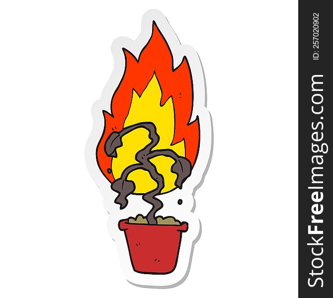 sticker of a cartoon burning plant