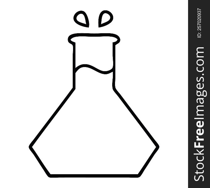 line drawing cartoon of a science experiment