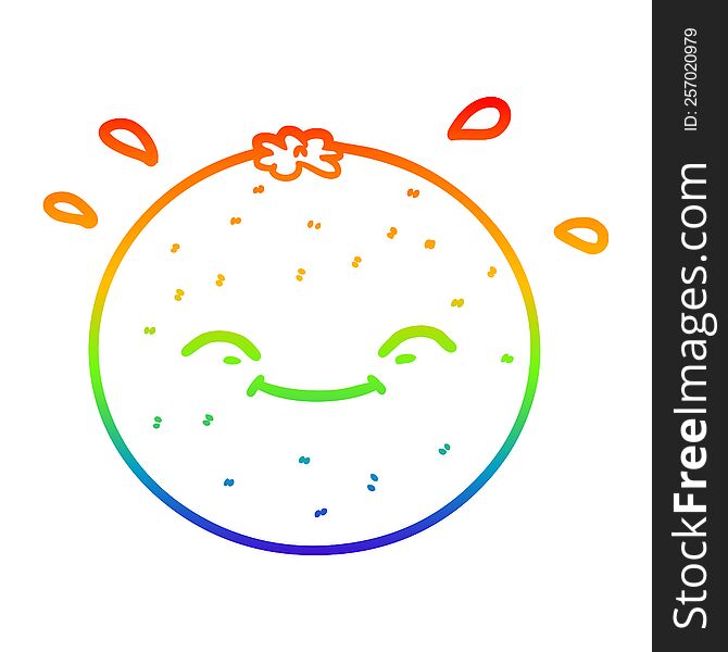 rainbow gradient line drawing of a cartoon orange