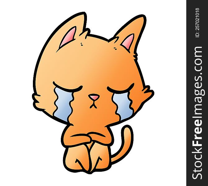 crying cartoon cat sitting. crying cartoon cat sitting