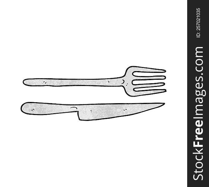 freehand textured cartoon knife and fork