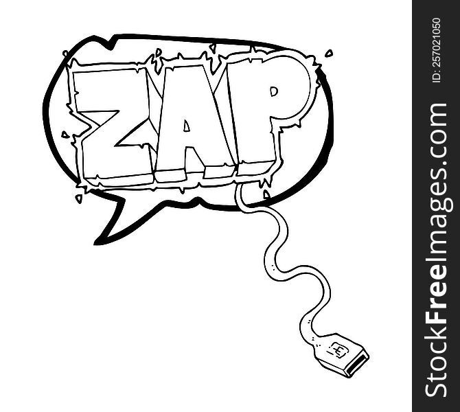 freehand drawn speech bubble cartoon usb cable