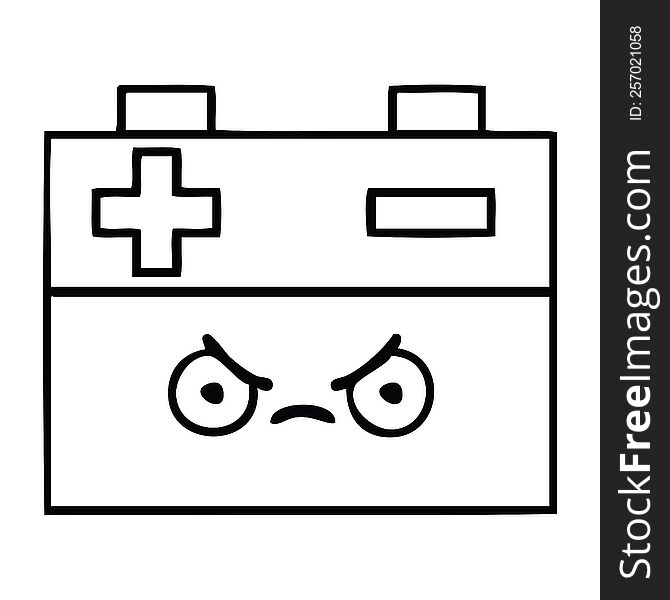 line drawing cartoon of a car battery