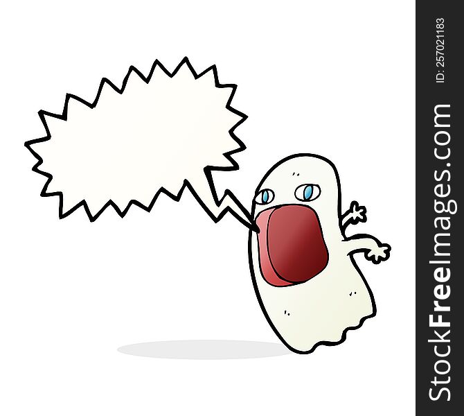 Funny Cartoon Ghost With Speech Bubble