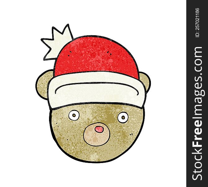 textured cartoon teddy bear wearing christmas hat