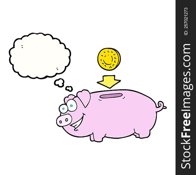 thought bubble cartoon piggy bank