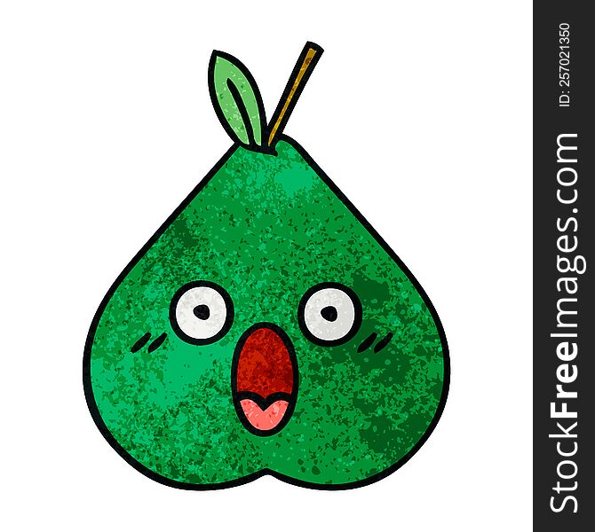 retro grunge texture cartoon of a pear