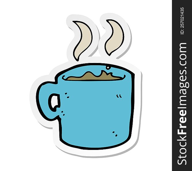 sticker of a cartoon mug of coffee