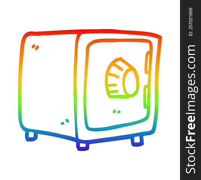 rainbow gradient line drawing of a cartoon locked safe