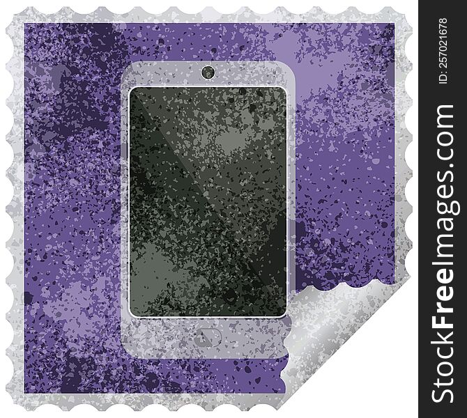 Cell Phone Graphic Vector Illustration Square Sticker Stamp